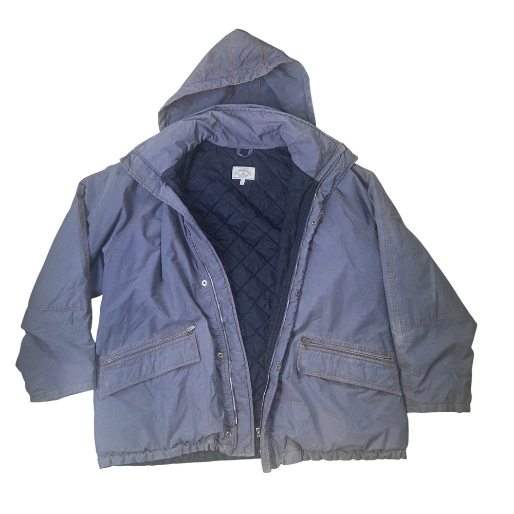 YTG Armani Jeans Hooded Puffer Parka Jacket Mens IT 52 L Archival Distressed 90s